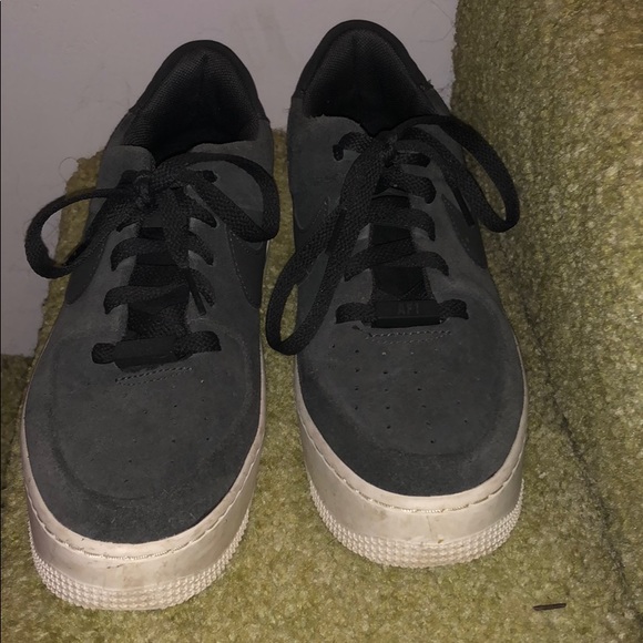 Charcoal colored, suede, Air Force 1s - Picture 6 of 8